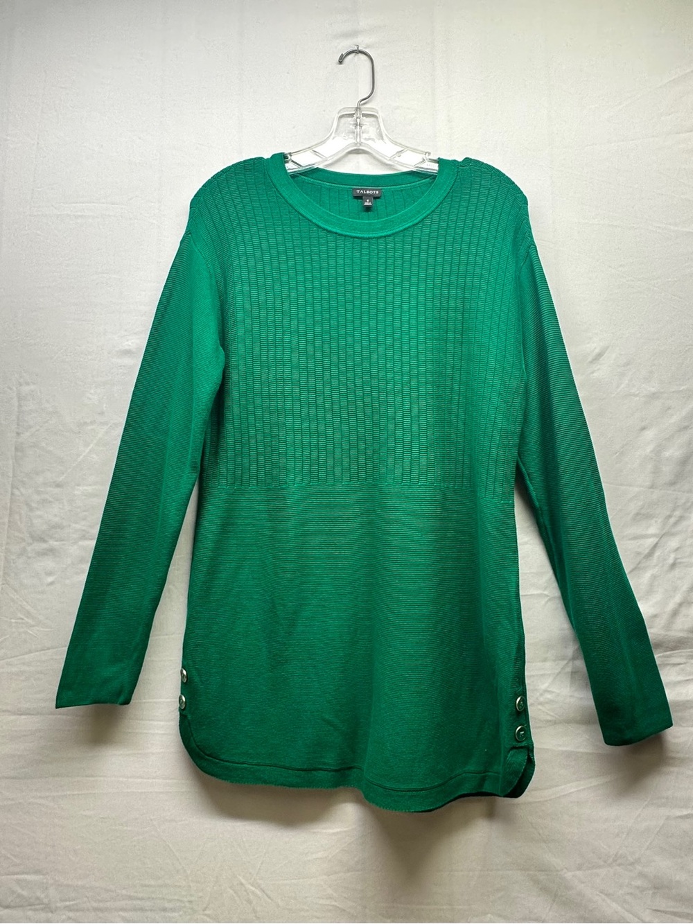 Talbots Green Long Sleeve Ribbed Knit Top